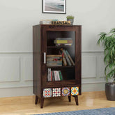 Dotwork Solid Sheesham Wood File Cabinet (Walnut Finish)